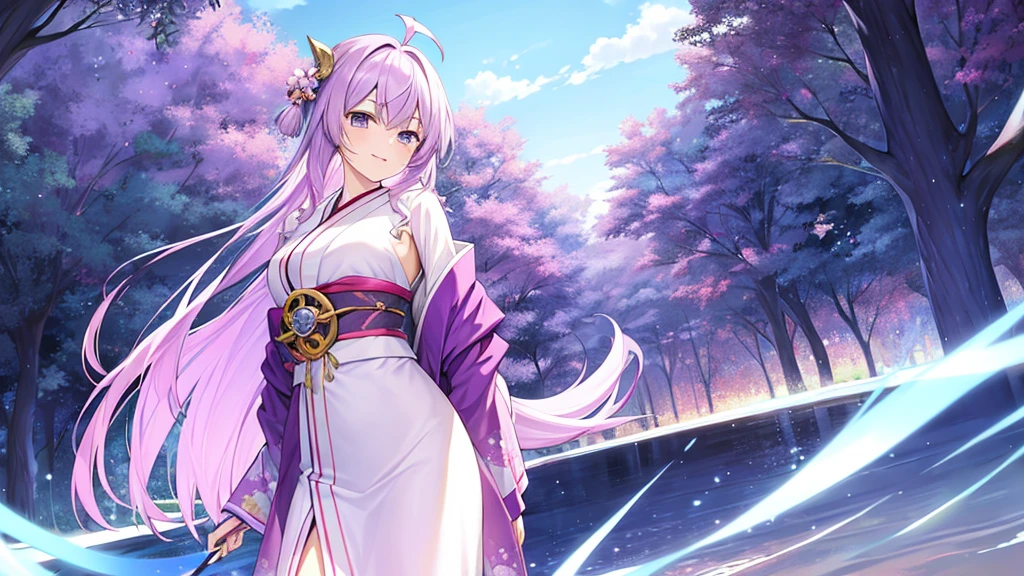 woman clear Light purple hair kimono Anime Style The Great Voyage