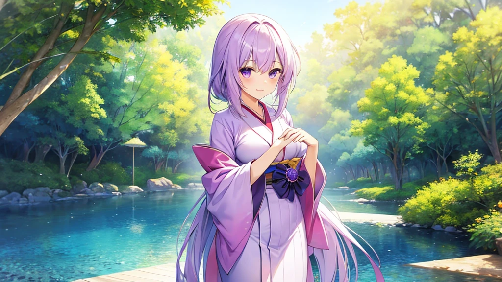 woman clear Light purple hair kimono Anime Style The Great Voyage