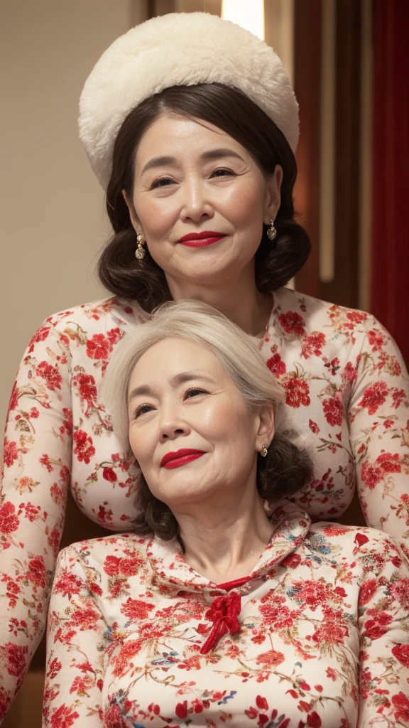 ((Fractal Art)), (((masterpiece))), 8K, Clear images, (((alone))), (((chinese mature woman))), Chinoiserie Background, please lower your arms, wear a flashy bra, gravure, Look forward, Depict lips accurately,Red lips, Flashy makeup, (((alone))), (((Perfect ???????))), Natural upright posture, Look forward, ((Obscene)), From the chest up, Highest quality, Very detailed, Realistic, Very detailed細なスキン, (1 chinese mature woman), (positive), 95 years old, Huge breasts, Mature politician, Glamour, sexy, Pure white skin, Looking at the audience,