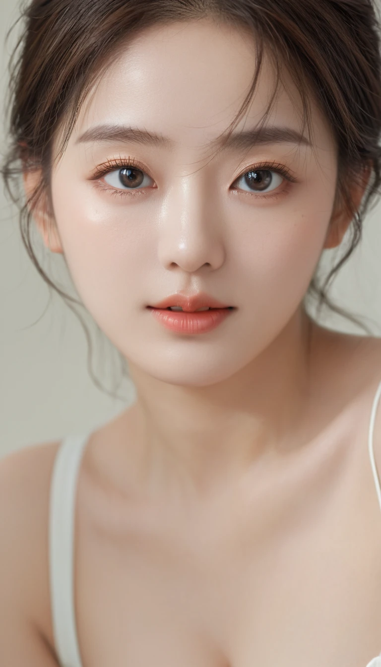(Surreal主义), (illustration), (high resolution), (8K), (Extremely detailed), (best illustration), (Beautiful and delicate eyes), (best quality), (Very detailed), (masterpiece), ( wallpaper), (Delicate face), solitary, 1 girl, White curly hair, Korean, Heterochromic Eyes, There is a small mole under the eye,, Large Breasts, Long legs, Tight abdominal muscles, Dynamic poses, 24 years old beautiful girl,Perfect body :1.4, Slim abdominal muscles :1.3, Original Photography、超A high resolution, whole body, 超HD, (Reality:1.4), Detailed photos, Smile, Sexy, Face the camera, close up , (Reality), (1 Girl), Pretty Face, (Realistic face),Beautiful hairstyle, Realistic eyes, eyes in beautiful detail, (Realistic skin), Beautiful Skin, absurd, attractive, ultra high resolution, Surreal, HD, Golden Ratio,Good Hand、10、Highly rated works、best quality、((Hasselblad Photo))、Delicate skin、Sharp focus、(Like the same lights)、Soft lighting, Negative Positive, Very detailed的脸部和皮肤纹理, Delicate eyes, Double eyelids,masterpiece,Super narrow eyes,Super Fine的手, Face scaling, Perfect makeup,(Huge breasts看起来好像要爆裂了:1.1),(Canon RF85mm f/1.2), (8K, RAW photos, best quality), (masterpiece), (Practical, photograph Practical), (Extremely detailed, High Detail, Best image quality, Very detailed, high resolution, Very detailed, Description of Extremely detailed, Super Fine, Extremely exquisite and beautiful work), Beautiful and delicate girl, Solo Girl, ((Perfect body)), Very detailed eyes and face, White skin, Noble and beautiful, ((The skin texture is delicate, Pores)), Perfect anatomical structure, Beautiful body, Delicate face, Slim abdominal muscles, Slim waist), Big buttocks, ((Huge breasts, Breast enlargement))