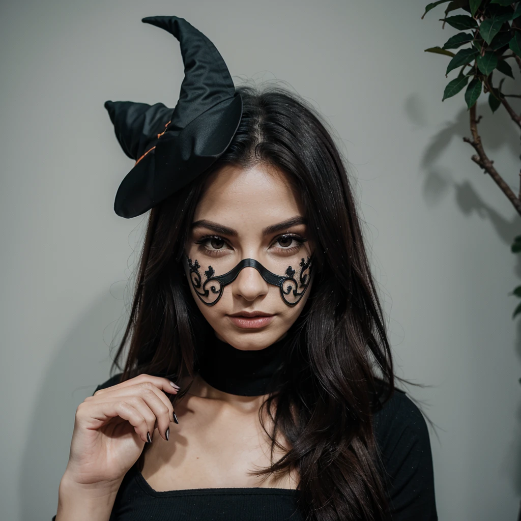 Witch ，fear， Modern hand drawn， line，mask