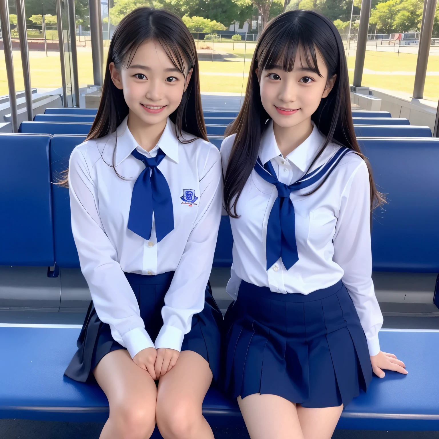 Center View、An Asian woman in a short skirt and bow tie is sitting on a train、Cute school girl、Japanese girls uniform、Wear Japan 、Japanese 、Surreal 、Dressed as a high school girl、Surreal 、Wear a uniform、Realistic school girl、Girl in uniform、Wear a uniform、 Pause、Whole Body Ezbian、Nice skin、Glowing Skin、Nice thighs、Shining thighs、Shining Regaleg , Japanese High School 、Nogizaka Idol、Korean Idol