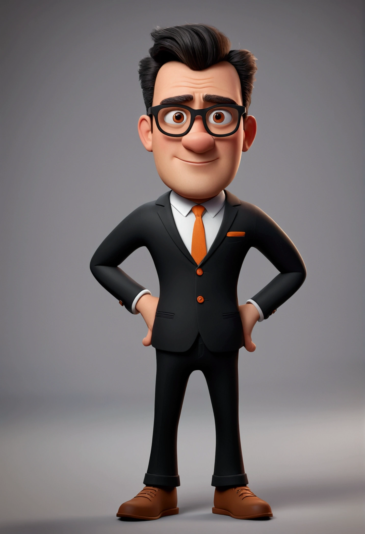 Cartoon character of a man in black strut glasses and sports suit, animation character, stylized character, animation style rendering, 3d stylized, Arnold Maya rendering, Stylized 3D rendering, toon render screenshot, 3d character, 3d character, Stylized 3D rendering, 3D character rendering, cartoon character, Personagem de close up, character posing,  (Pixar-style) (master part:1.2) (bokeh) (best qualityer) (skin detailed) (detailed texture) (8k) (Argilla) (cinematic lighting) (sharp focus