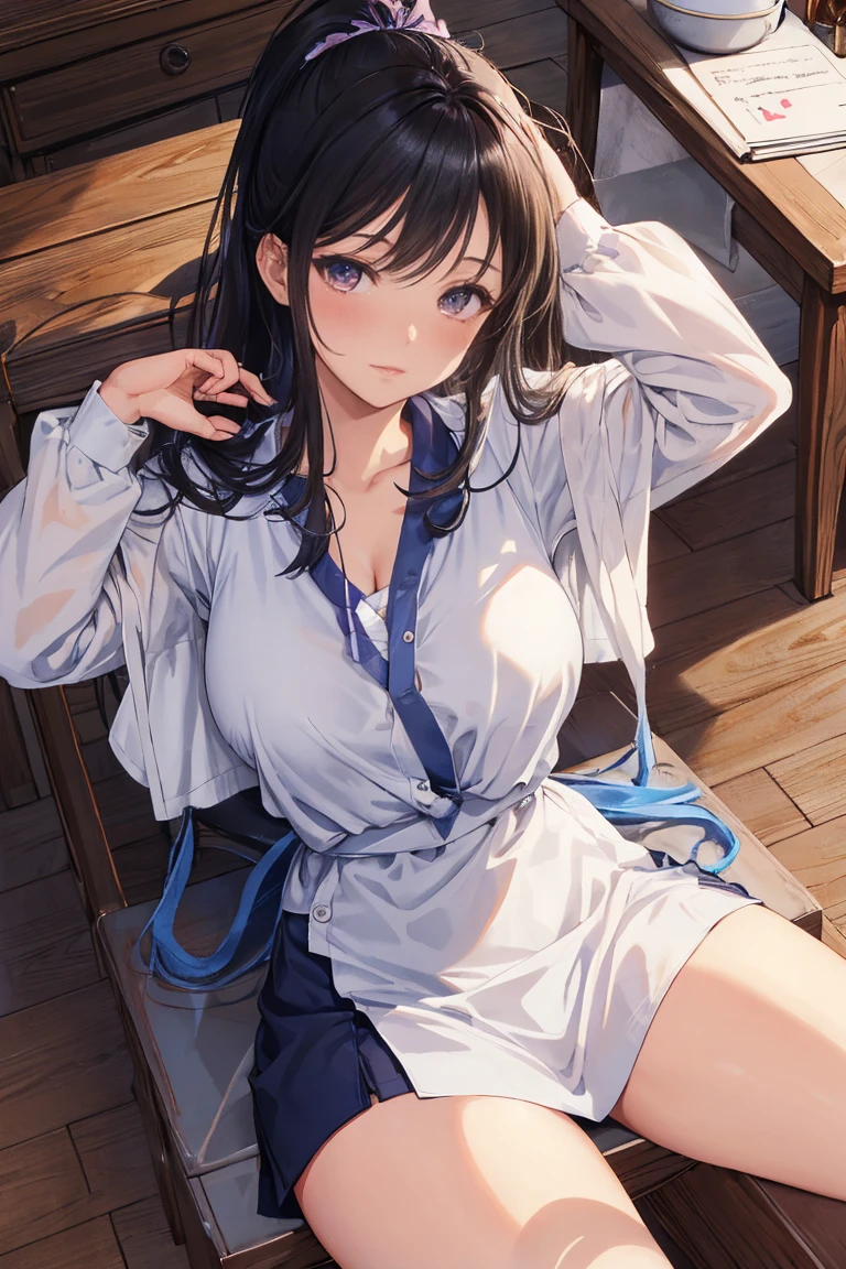 (Beautiful hands:1.2), (On the table, best quality:1.3), Aiko Katsuragi,45 years old, (whole body照:1.05), , (curve:0.9), 1 Girl, natural face, sit on the chair, doctor, Laboratory work clothes, Stethoscope, Short pencil skirt, (Thighs Thighs Thighs Thighs:1.05), High heel, cosmetic, Large Breasts, Lipstick, Violet eyes, Ponytail, dark indigo hair, cleveage, Perfect body, (Sports Groups:1.1), Perfect eyes, Natural Eyes, Smoked eyeliner, Eyeshadow, Perfect face, Tempting face, glimpsing, blush, High sharpness, Clear focus, Infirmary, Professional artwork, Intricate details, Bright colors, Diffuse lighting, Digital Mixing, Extremely detailed body, Ultra-fine hair, Ultra-fine face, Popular on Pixiv,The nipples are transparent、Big breasts、Full breasts、There is a lump in the chest、whole body、shy , horse riding , Solo Boy、Girl lying on her back at an angle from below, spread legs, spread , Full breasts、The nipples are transparent, fingering, , Olgam cute face, blush,