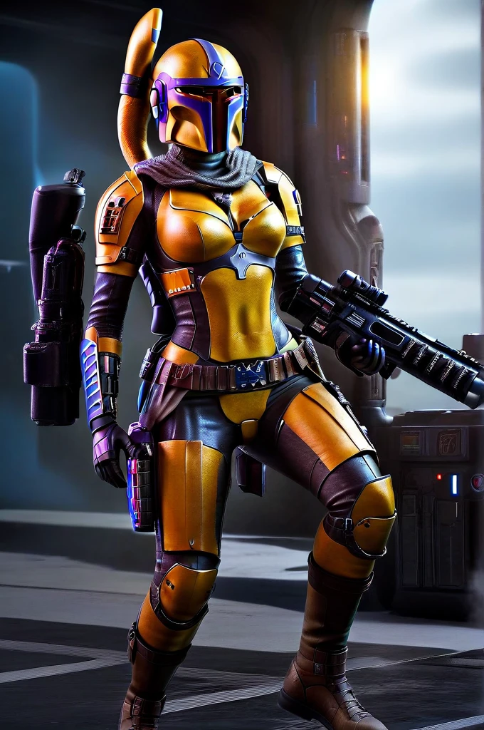 A ((female Twi'lek ))Mandalorian, detailed futuristic armor, intricate helmet, jetpack, blaster rifle, epic pose, dramatic lighting, gritty sci-fi atmosphere, cinematic, dramatic colors, highly detailed, 8k, photorealistic, masterpiece female Twi'lek
