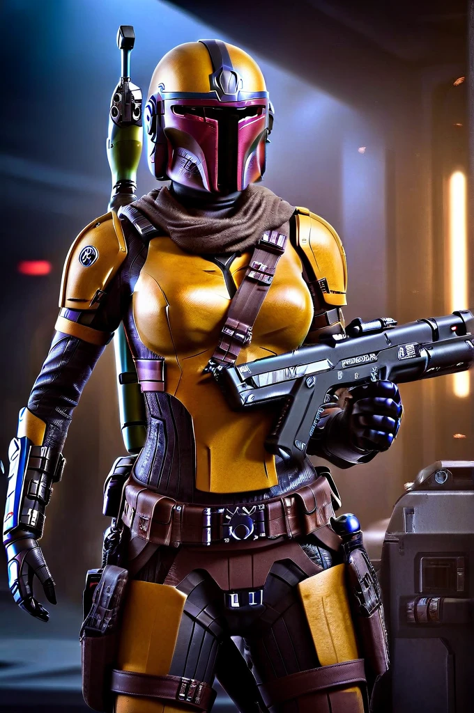 A ((female Twi'lek ))Mandalorian, detailed futuristic armor, intricate helmet, jetpack, blaster rifle, epic pose, dramatic lighting, gritty sci-fi atmosphere, cinematic, dramatic colors, highly detailed, 8k, photorealistic, masterpiece female Twi'lek
