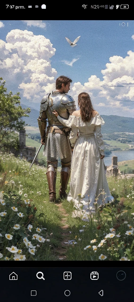 remove the woman who is next to the knight