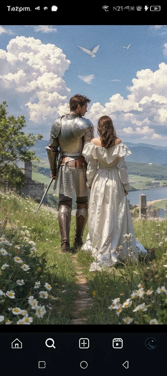 remove the woman who is next to the knight