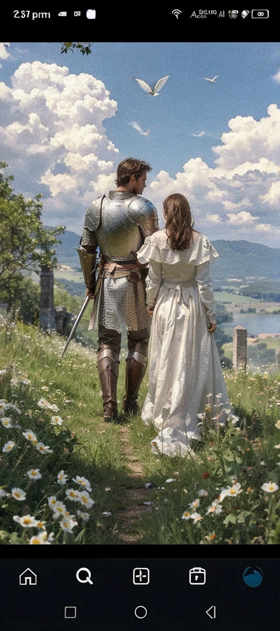 remove the woman who is next to the knight