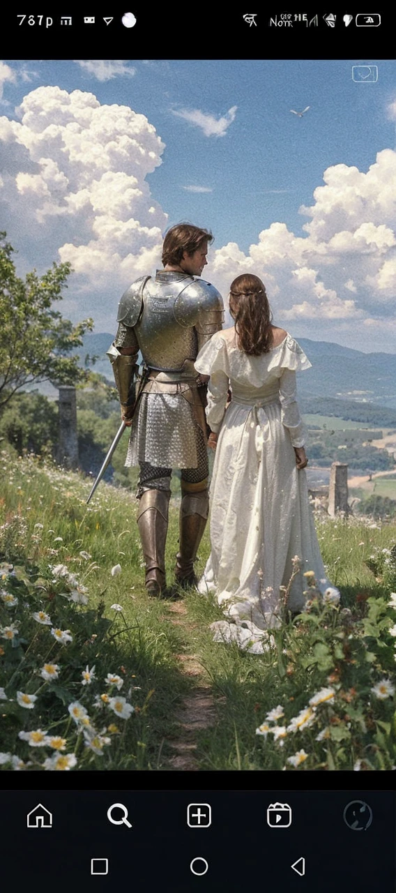 Erase the woman who is next to the knight