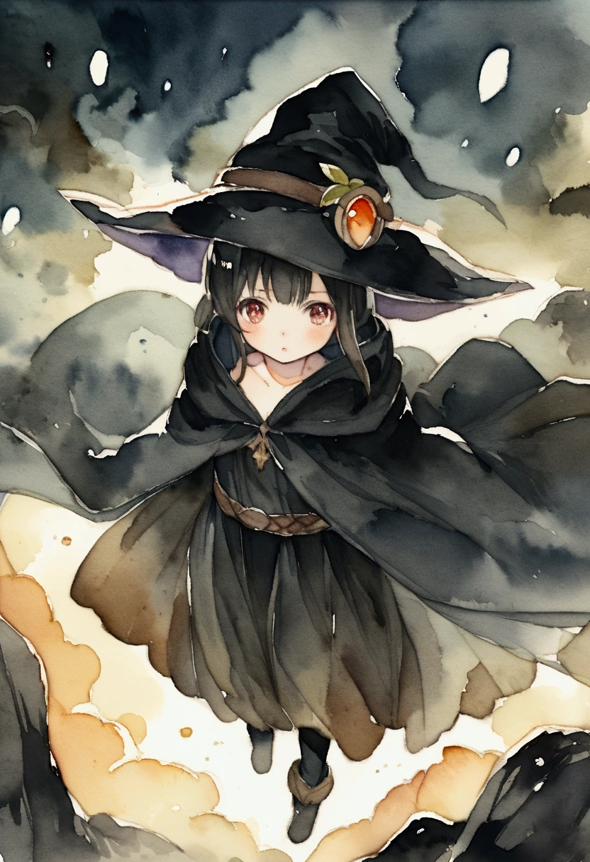 Witch in black robe　Fantasy　Picture books　watercolor