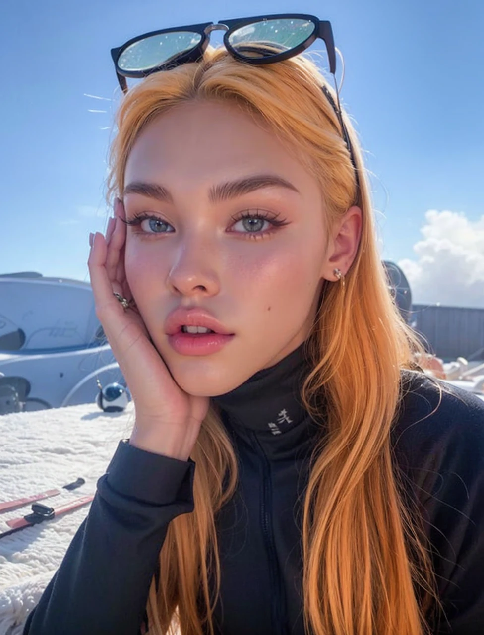blonde woman with long hair and piercings posing for a photo, with white long hair, with long white hair, perfect white haired girl, ava max, tifa lockhart with white hair, pale porcelain white skin, anime girl in real life, with white hair, extremely light blonde hair, very light blonde hair, with long blonde hair, her hair is white