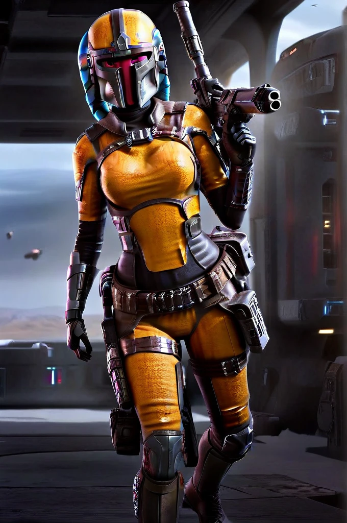 A ((female Twi'lek ))Mandalorian, detailed futuristic armor, intricate helmet, jetpack, blaster rifle, epic pose, dramatic lighting, gritty sci-fi atmosphere, cinematic, dramatic colors, highly detailed, 8k, photorealistic, masterpiece female Twi'lek
