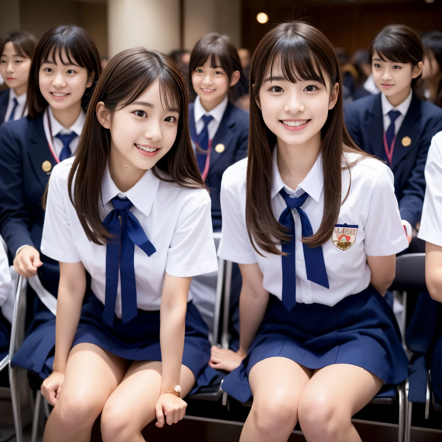 Center View、An Asian woman in a short skirt and bow tie is sitting on a train、Cute school girl、Japanese girls uniform、Wear Japan 、Japanese 、Surreal 、Dressed as a high school girl、Surreal 、Wear a uniform、Realistic school girl、Girl in uniform、Wear a uniform、 Pause、Whole Body Ezbian、Nice skin、Glowing Skin、Nice thighs、Shining thighs、Shining Regaleg , Japanese High School 、Nogizaka Idol、Korean Idol、Tai Gu emphasized、One person、crowd、Ultra mini skirt