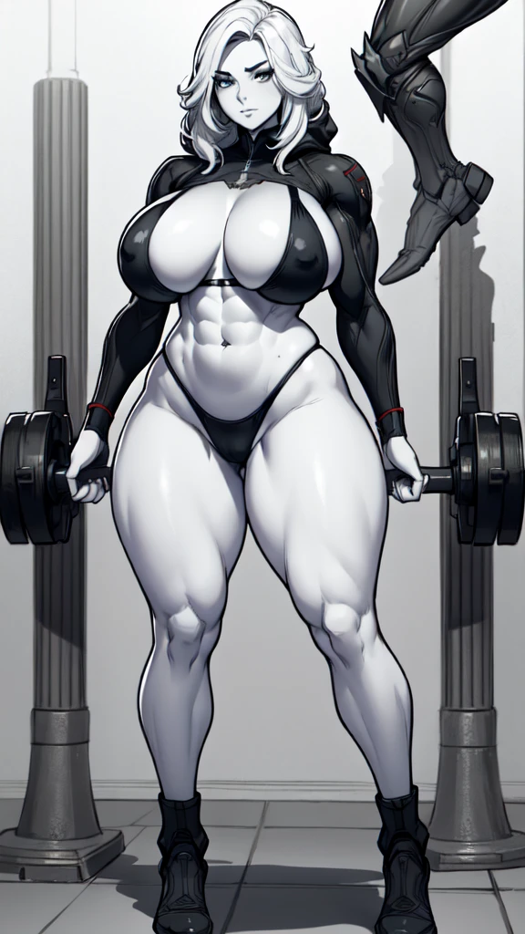 a cartoon of a woman with a big breast standing on a scale, muscular thighs, thighs!!!, muscular character, strong legs, thick smooth warframe thighs, large thighs, thighs!!!!!!, full body cgsociety, perfectly shaded body, legs and arms, strong pose, exaggerated body features, realistic shaded perfect body, detailed legs towering over you, bodybuilder superhero bikini