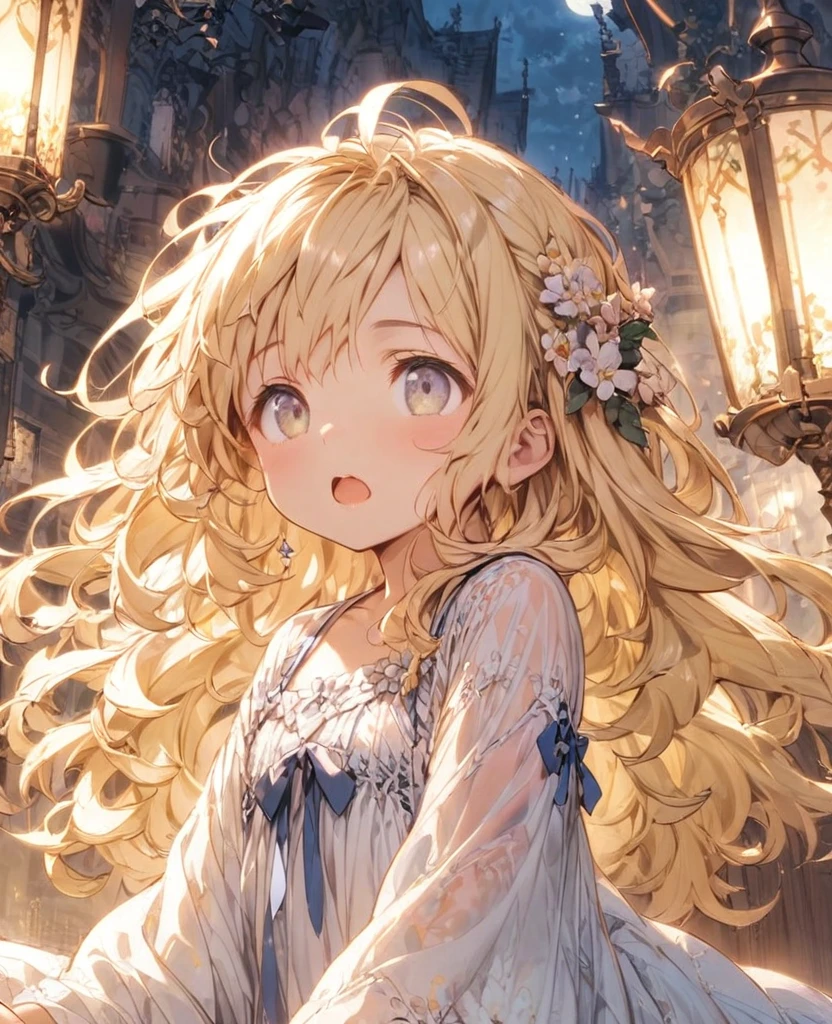 boyish　Slanted Eyes　Blonde　whole body　　moonlight　negligee　Bob Short　At the bed　Petite　Looking up　Open Mouth
