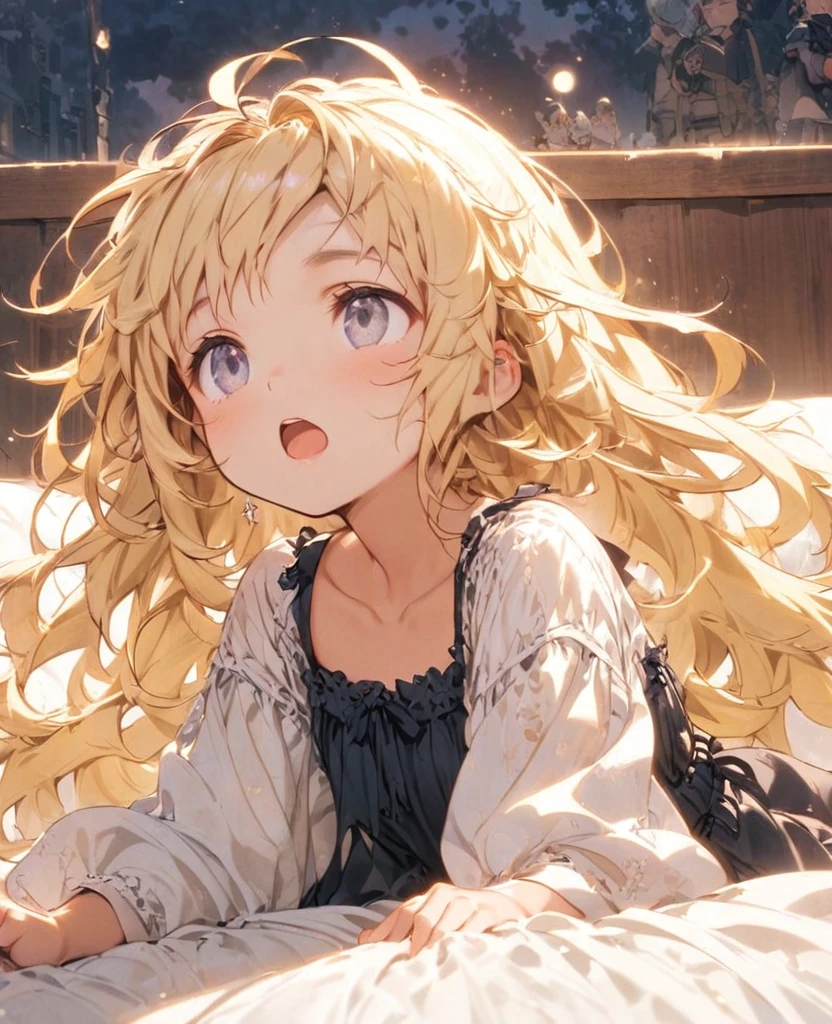 boyish Slanted Eyes Blonde whole body moonlight negligee Bob Short At the bed Petite Looking up Open Mouth