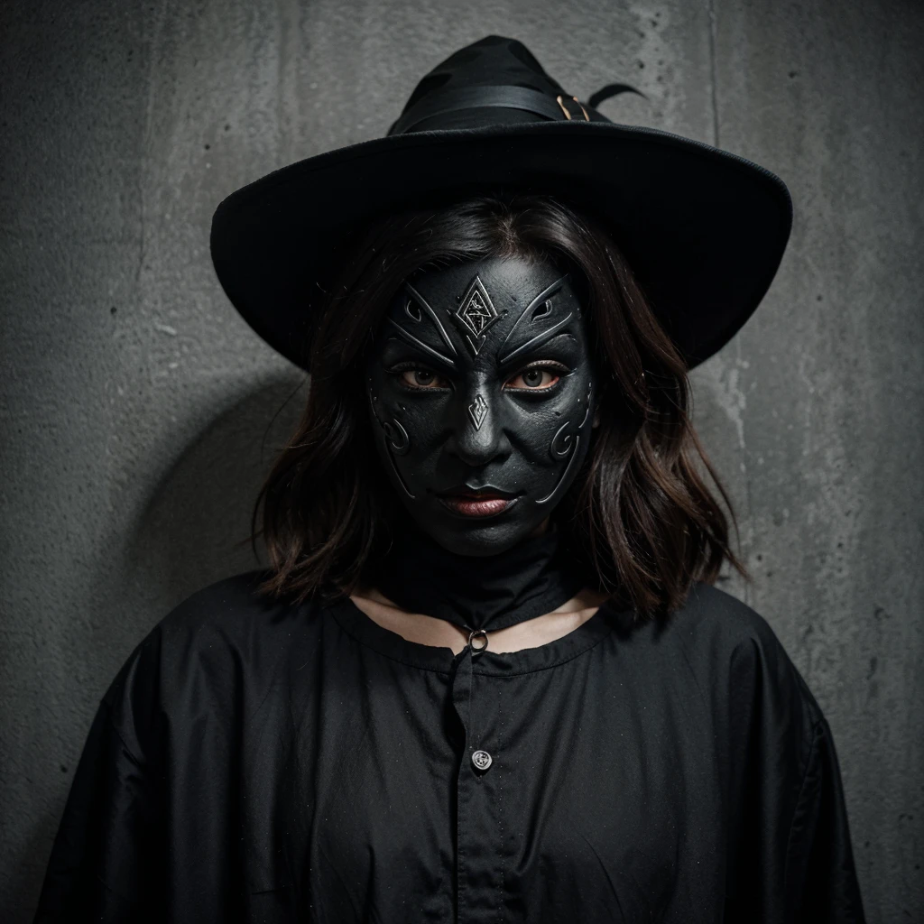 Witch Mask ,fear, Modern hand drawn, line,