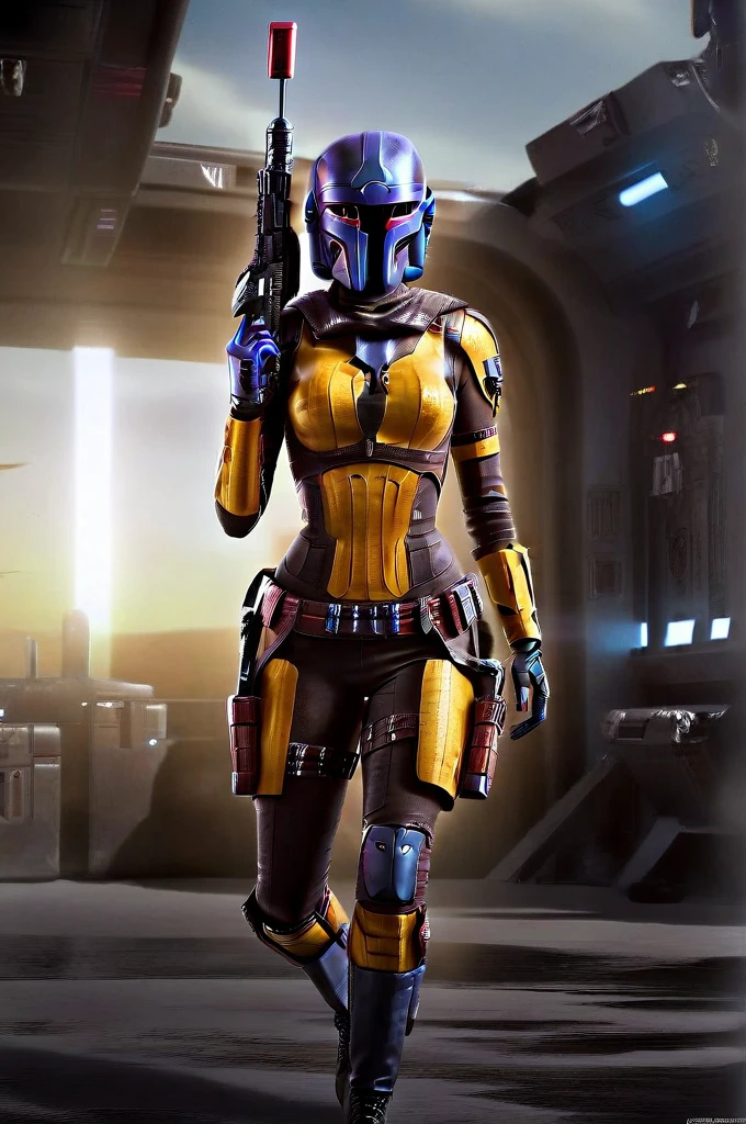 A ((female Twi'lek ))Mandalorian, detailed futuristic armor, intricate helmet, jetpack, blaster rifle, epic pose, dramatic lighting, gritty sci-fi atmosphere, cinematic, dramatic colors, highly detailed, 8k, photorealistic, masterpiece female Twi'lek
