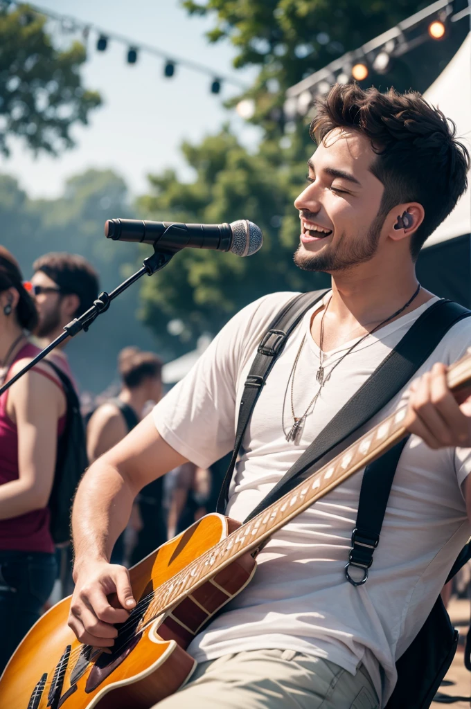 A guy enjoying a music festival