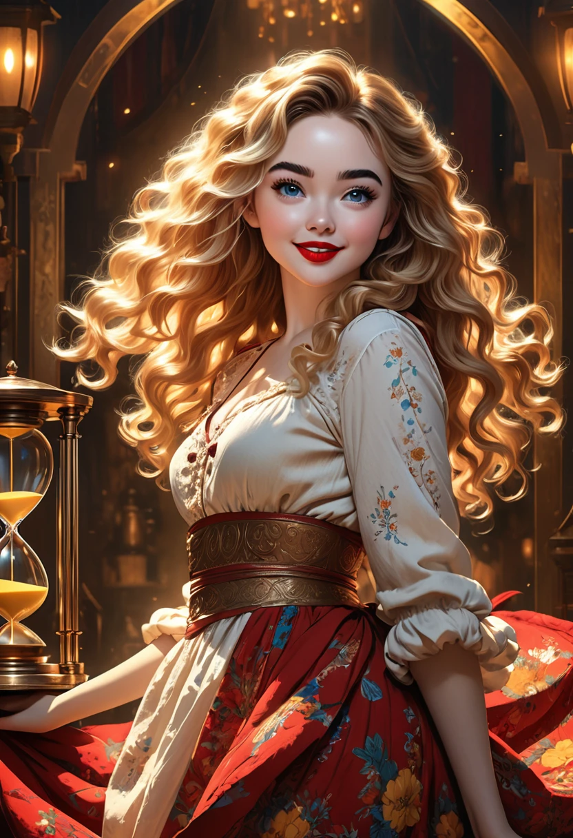 A Beautful Jewish Women With A Thick Bushy Unibrow And A Attractive Nose. Thick, Intense, Curly, Frizzy, Messy Long Golden Hair. Boho Dress. Curvy Hourglass Figure. Ultra HD,, Epic Lighting, Striking Silhouette. Sabrina Carpenter. Attractive Pose. Aluring Smile. Red Lips. The Official Art – An Award-Winning Digital Masterpiece In 4K Ultra HD, Extreme Detail And Intricate Realism. This Concept Art Brought To Life By The Hands Of Artists Like Wlop & Artgerm In A Stunning 2D Vector Illustration.