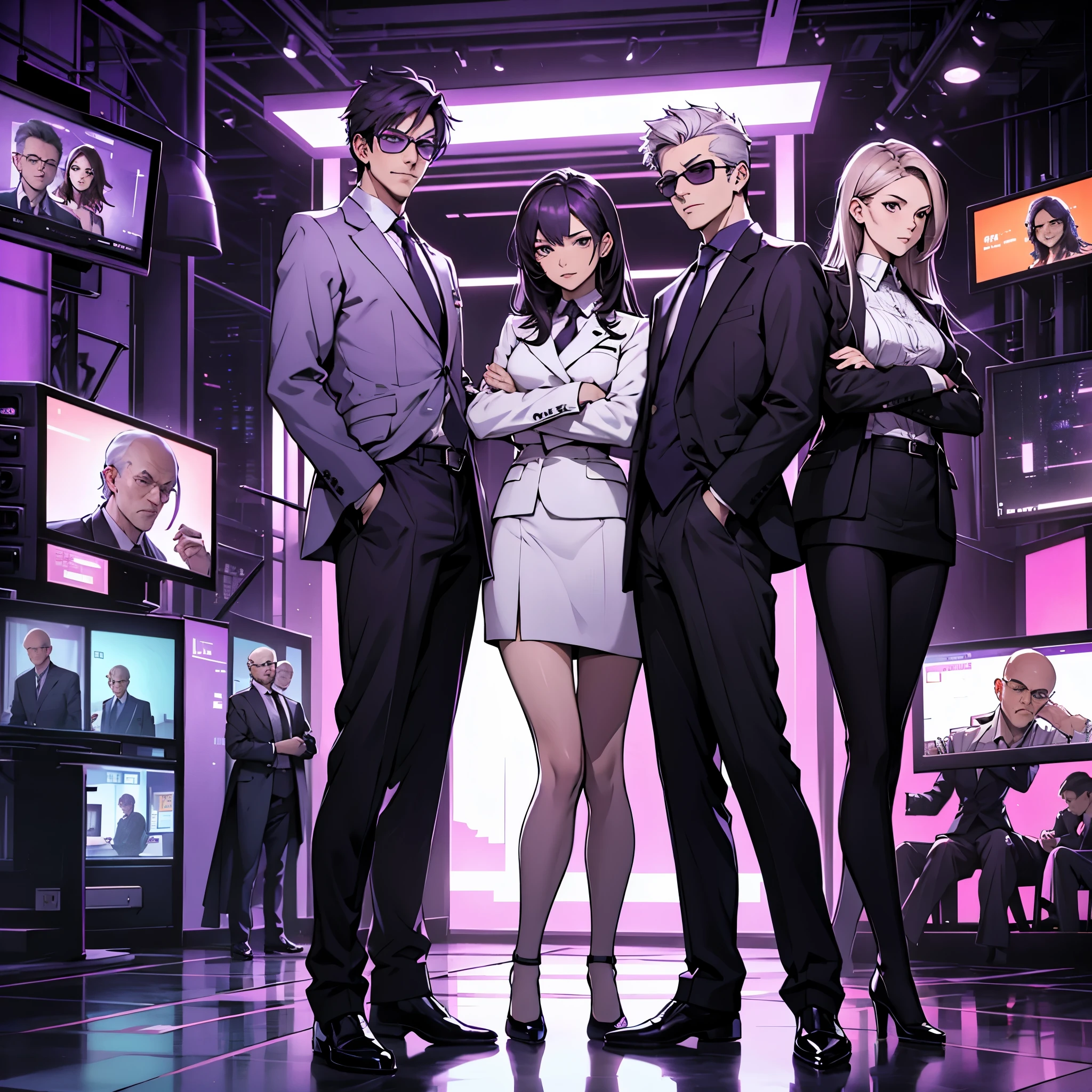 In one image divided into four sections, an architect male, a logician female, a commander female, and a debater male appear, each in distinctive poses against a unified backdrop with shades of purple.