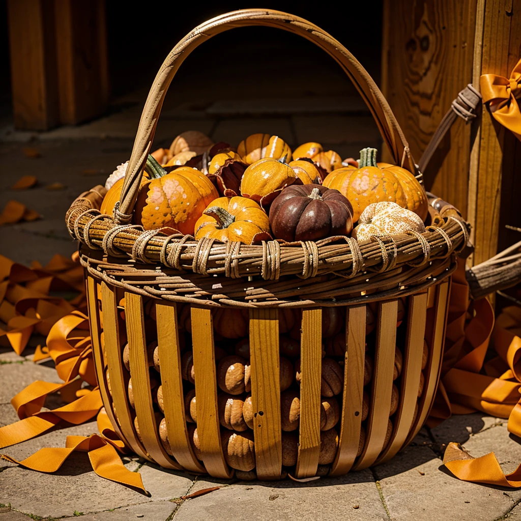 Pumpkin basket，， candy， line，