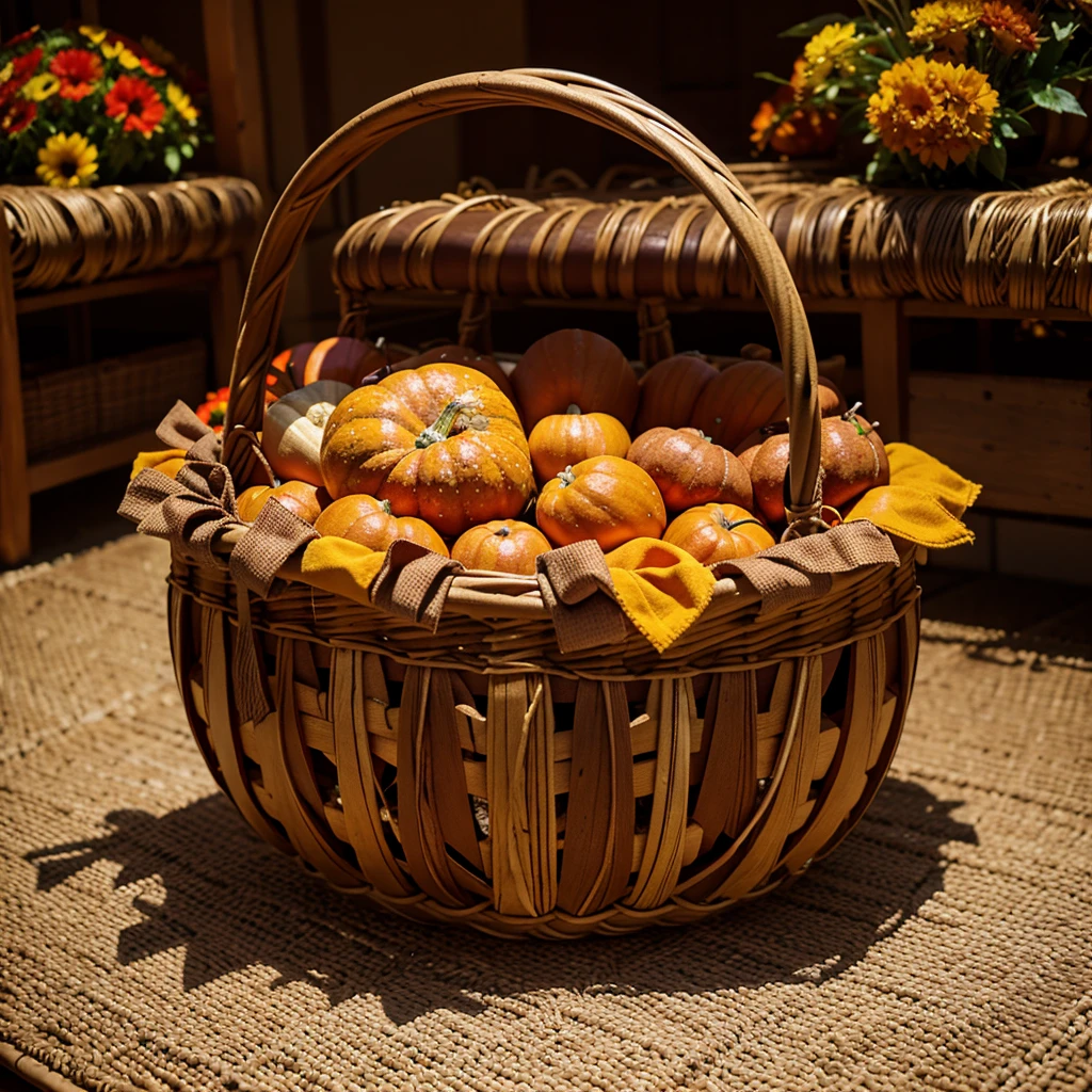 Pumpkin basket,, candy, line,