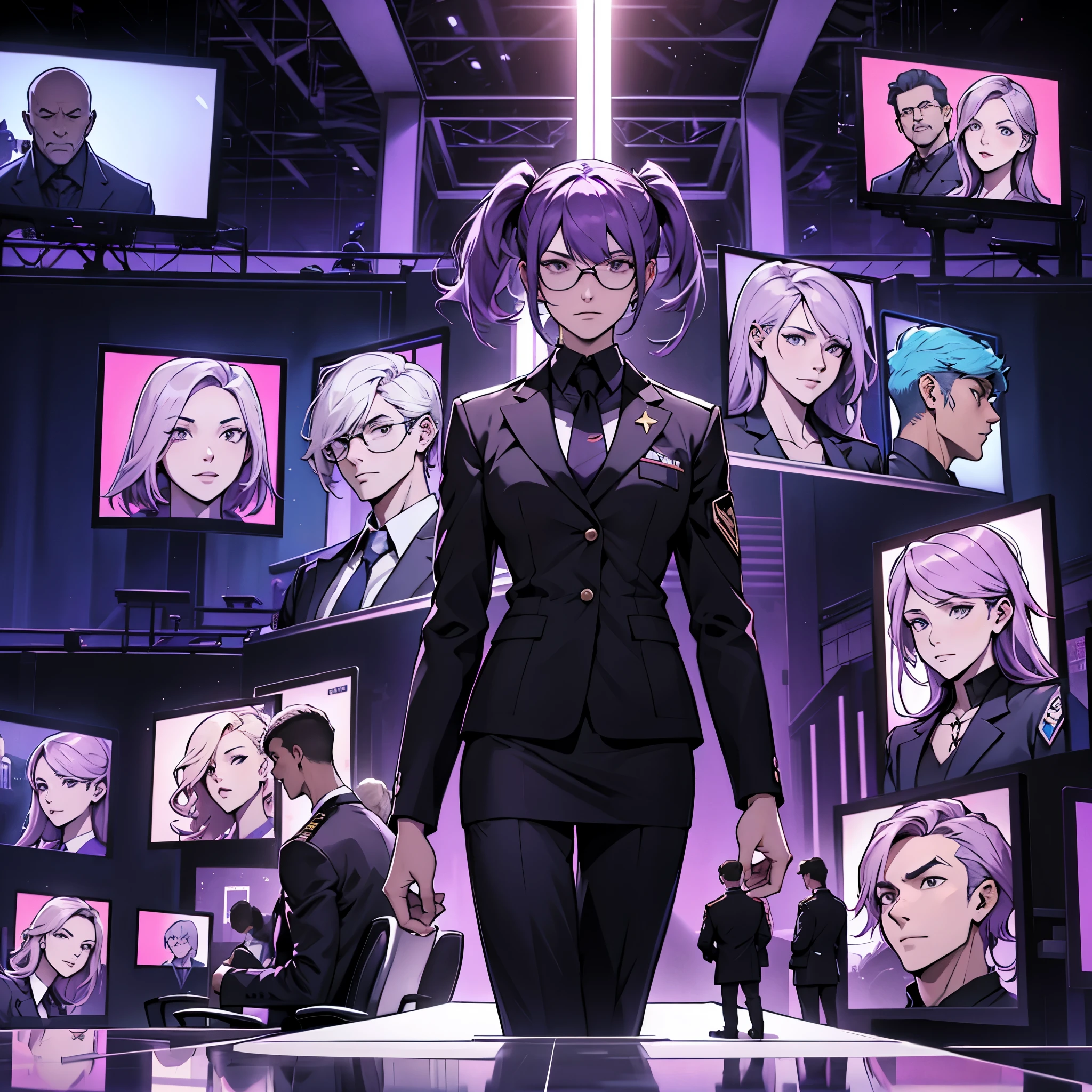 In one image divided into four sections, an architect male, a logician female, a commander female, and a debater male appear, each in distinctive poses against a unified backdrop with shades of purple.