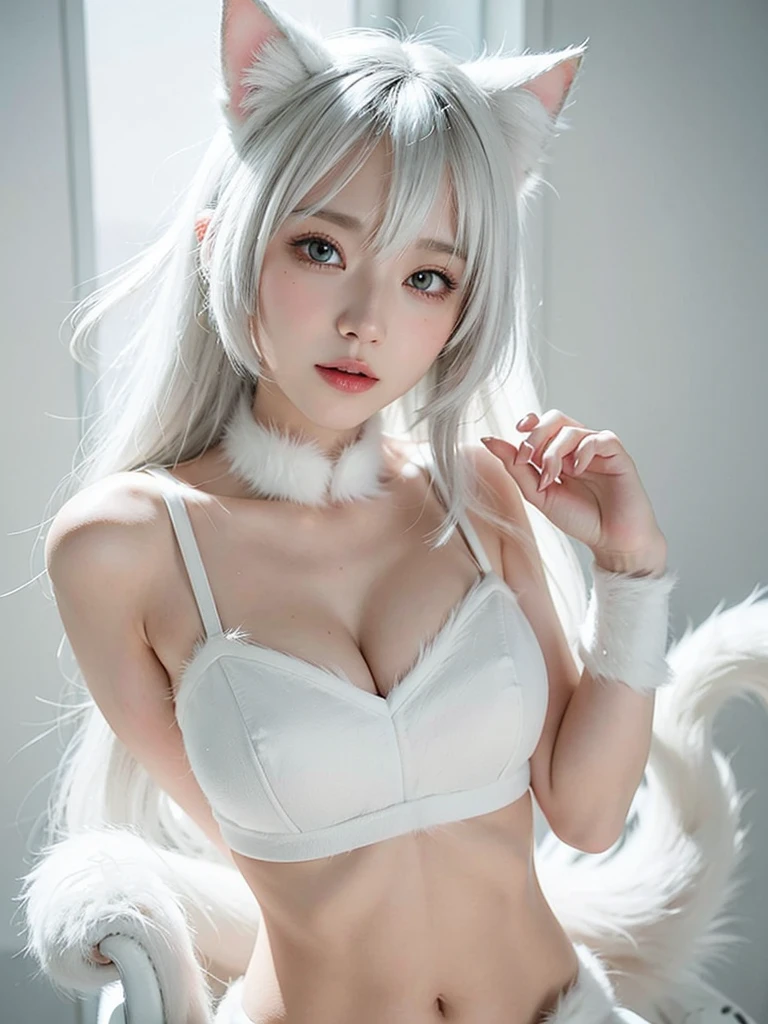 Pokémon super cute kitty,White furry fur and white powder elements,beautiful light and shadow,ambient light,superfine fur,Volumetric light, Anime cartoon style