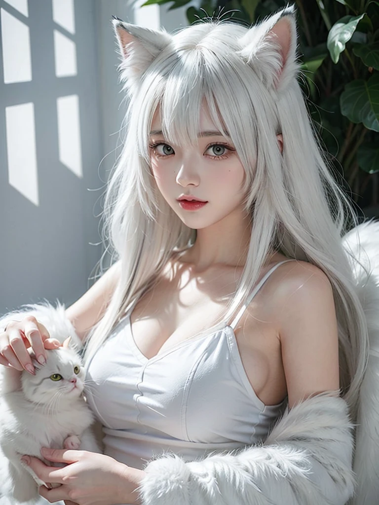 Pokémon super cute kitty,White furry fur and white powder elements,beautiful light and shadow,ambient light,superfine fur,Volumetric light, Anime cartoon style