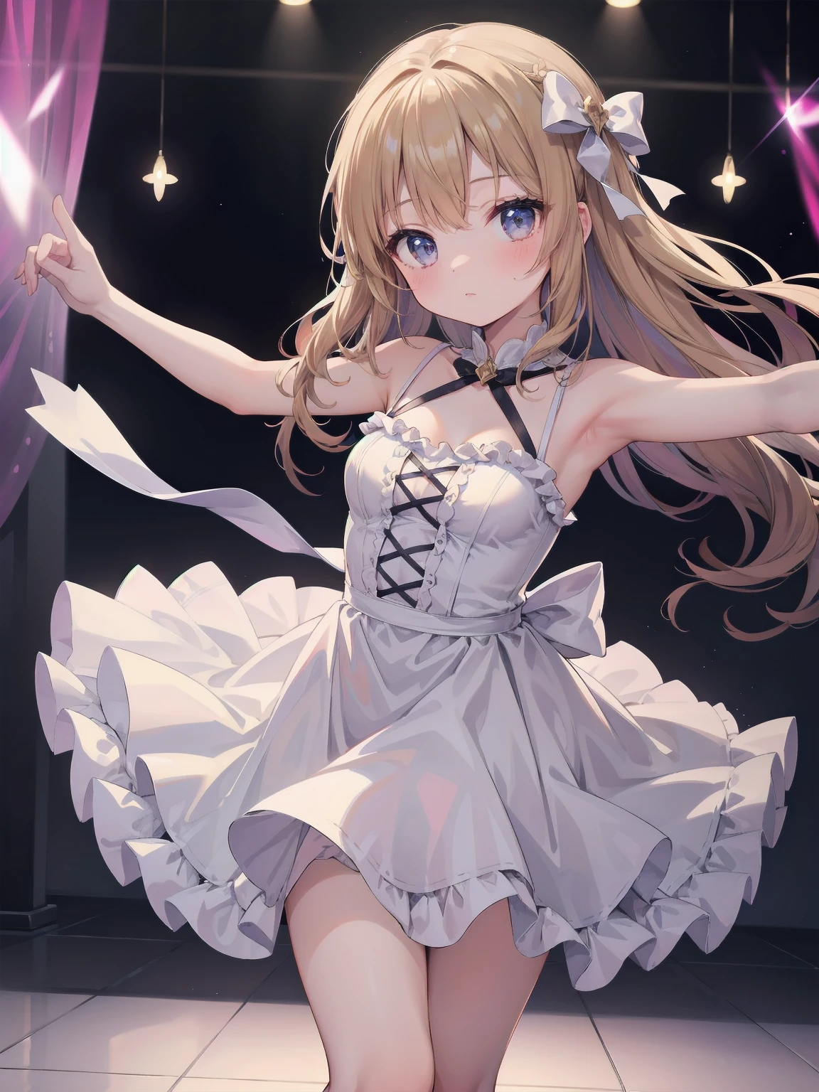 masterpiece、so beautiful、Clear contours、A beautiful girl in a cute frilly dress is dancing and posing cutely.