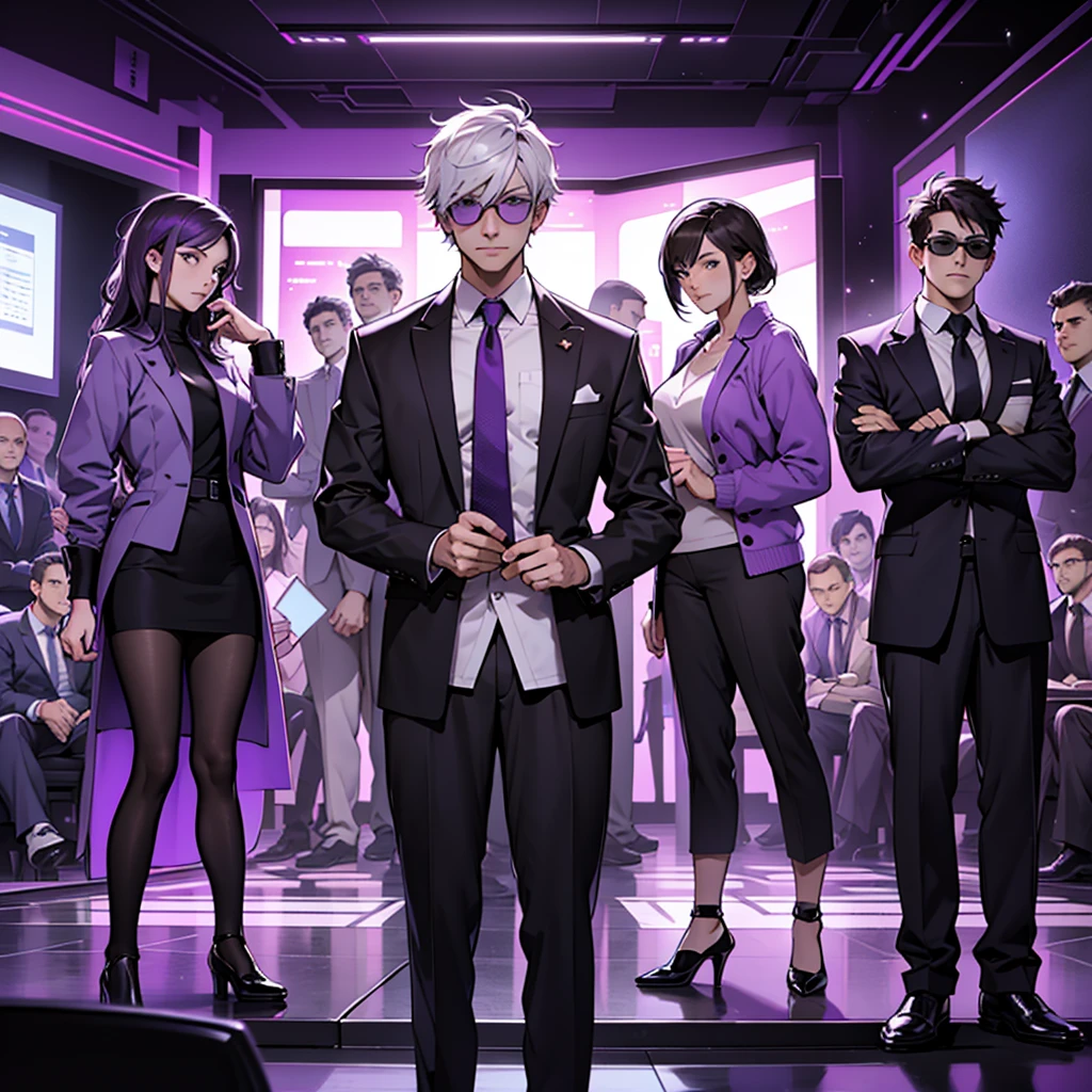 In one image divided into four sections, an architect male, a logician female, a commander female, and a debater male appear, each in distinctive poses against a unified backdrop with shades of purple.