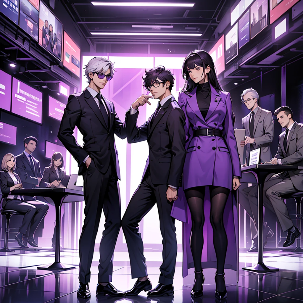 In one image divided into four sections, an architect male, a logician female, a commander female, and a debater male appear, each in distinctive poses against a unified backdrop with shades of purple.