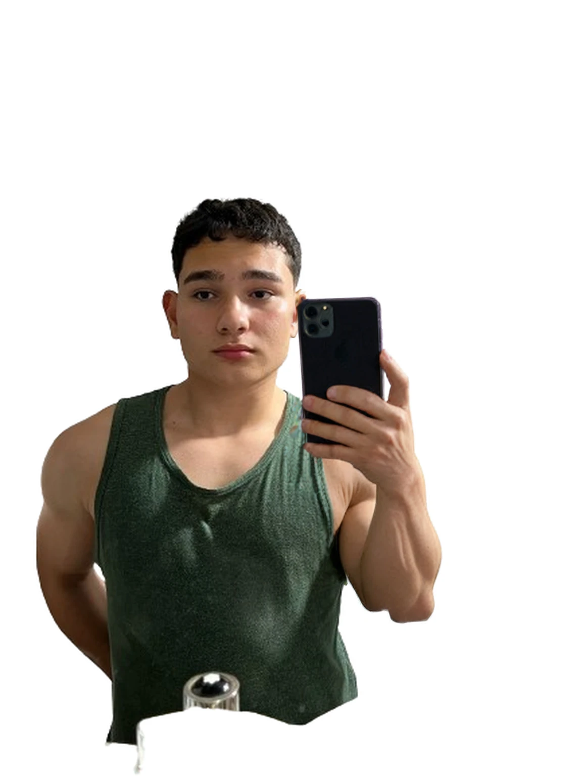 Remove the cell phone and leave a muscular shoulder