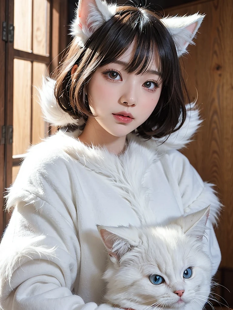 Pokémon super cute kitty,White furry fur and white powder elements,beautiful light and shadow,ambient light,superfine fur,Volumetric light, Anime cartoon style