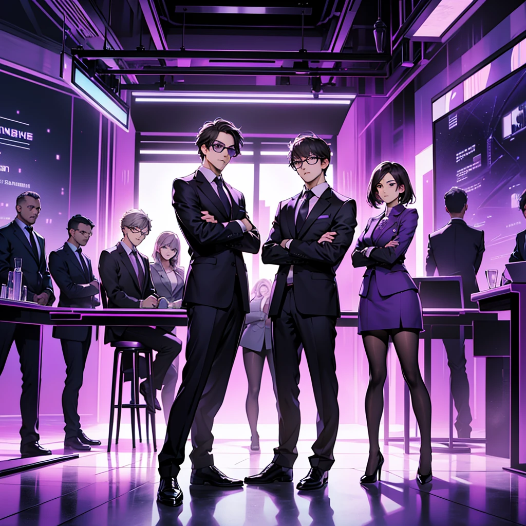 In one image divided into four sections, an architect male, a logician female, a commander female, and a debater male appear, each in distinctive poses against a unified backdrop with shades of purple.