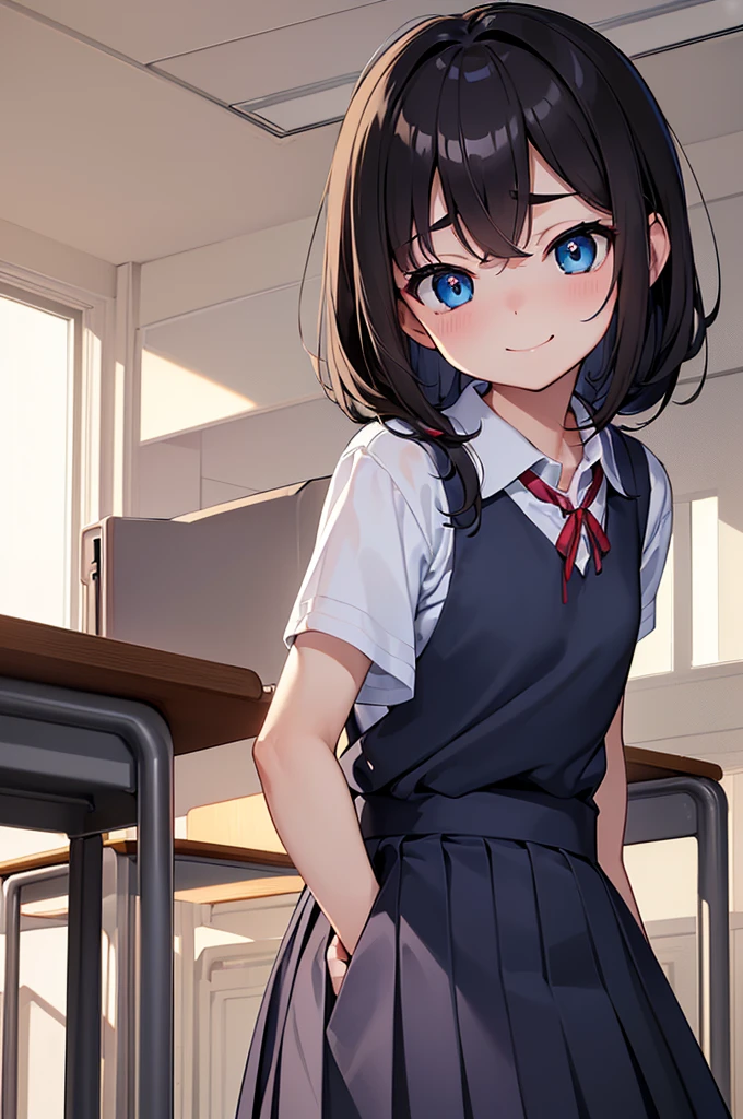 (masterpiece,Highest quality,Ultra-high resolution),((Perfect Face, Perfect body、Beautiful Eyes)),(school uniform,Shigure Ui),(Condescending expression、A mocking look、smile、Worried brow),from the front、classroom、Upper Body、Put your hands behind your back、slouch、Leaning forward、image:I can&#39;t even do this？