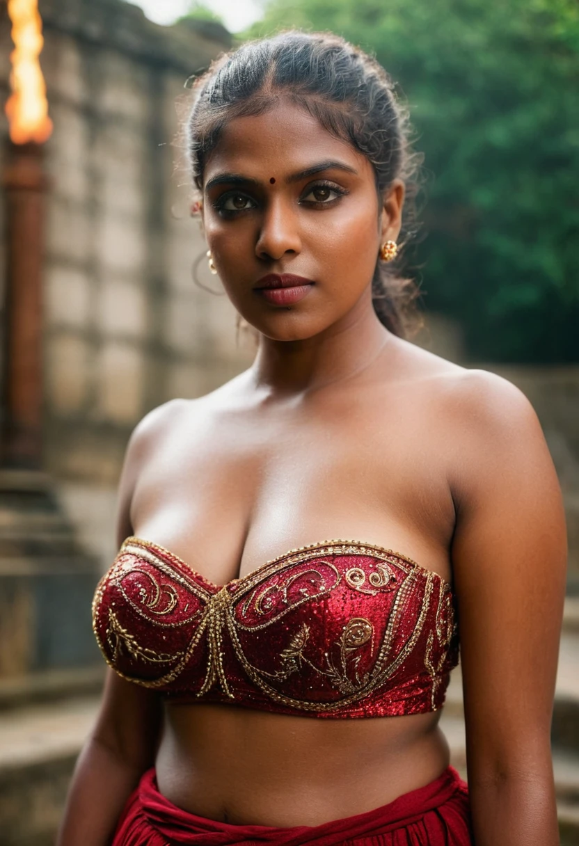 (((photo of a ancient kerala nude alien ))), (((black kali))) , (((Half Body))), (((very dark skin))), (((45 years old))), (((((very dark nipple and areola))))) (((plus size chubby tall))), (((huge busty milky wet big massive boobs))), (((nude thick thigh))), (((ancient black mini skirt))), ((black skin dark body)), (((red ornaments))), (((depth of field))), ((( flame bokeh))), (((rain))), ((( flashing light leaks))), (((divine))), photorealistic,photo, realism, Getty Images, RAW candid cinema, 16mm, colour graded portra 400 film, remarkable colour, ultra realistic, textured skin, remarkable detailed pupils, realistic dull skin noise, visible skin detail, skin fuzz, dry skin, shot with cinematic,light leaks, RAW Image, DOF, depth of field,bokeh