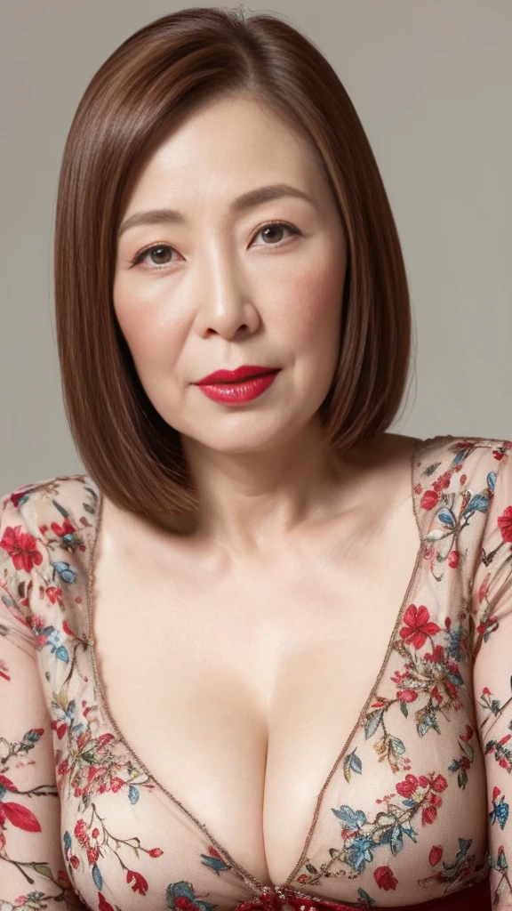 Mature Woman, 120 years old, Magazine Gravure, senior citizen, Draw lips correctly, Red lipstick, No discomfort, 16K, Highest quality, Very detailed, Realistic, Very detailed肌, (Chinese), alone, Huge breasts, Mature Madam, Glamour, sexy, Chromo White Skin, Staring straight ahead,