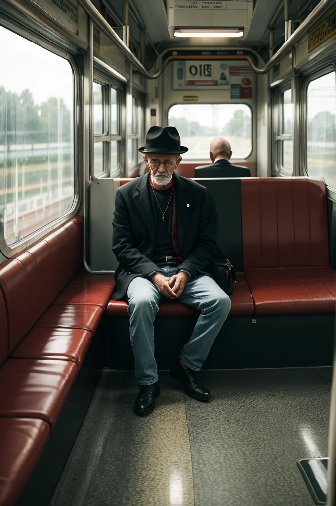 A lonely man on the train