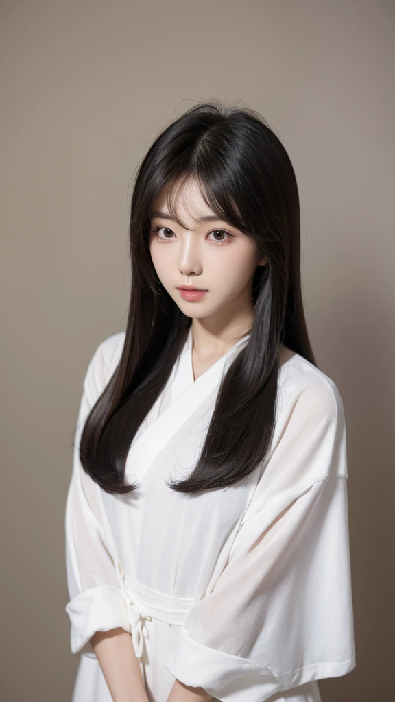 Korean Hair woman Plain background