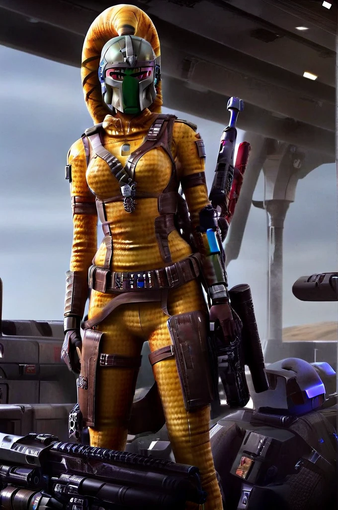 A ((female Twi'lek ))Mandalorian, detailed futuristic armor, intricate helmet, jetpack, blaster rifle, epic pose, dramatic lighting, gritty sci-fi atmosphere, cinematic, dramatic colors, highly detailed, 8k, photorealistic, masterpiece female Twi'lek
