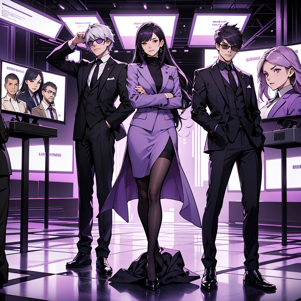 In one image divided into four sections, an architect male, a logician female, a commander female, and a debater male appear, each in distinctive poses against a unified backdrop with shades of purple.