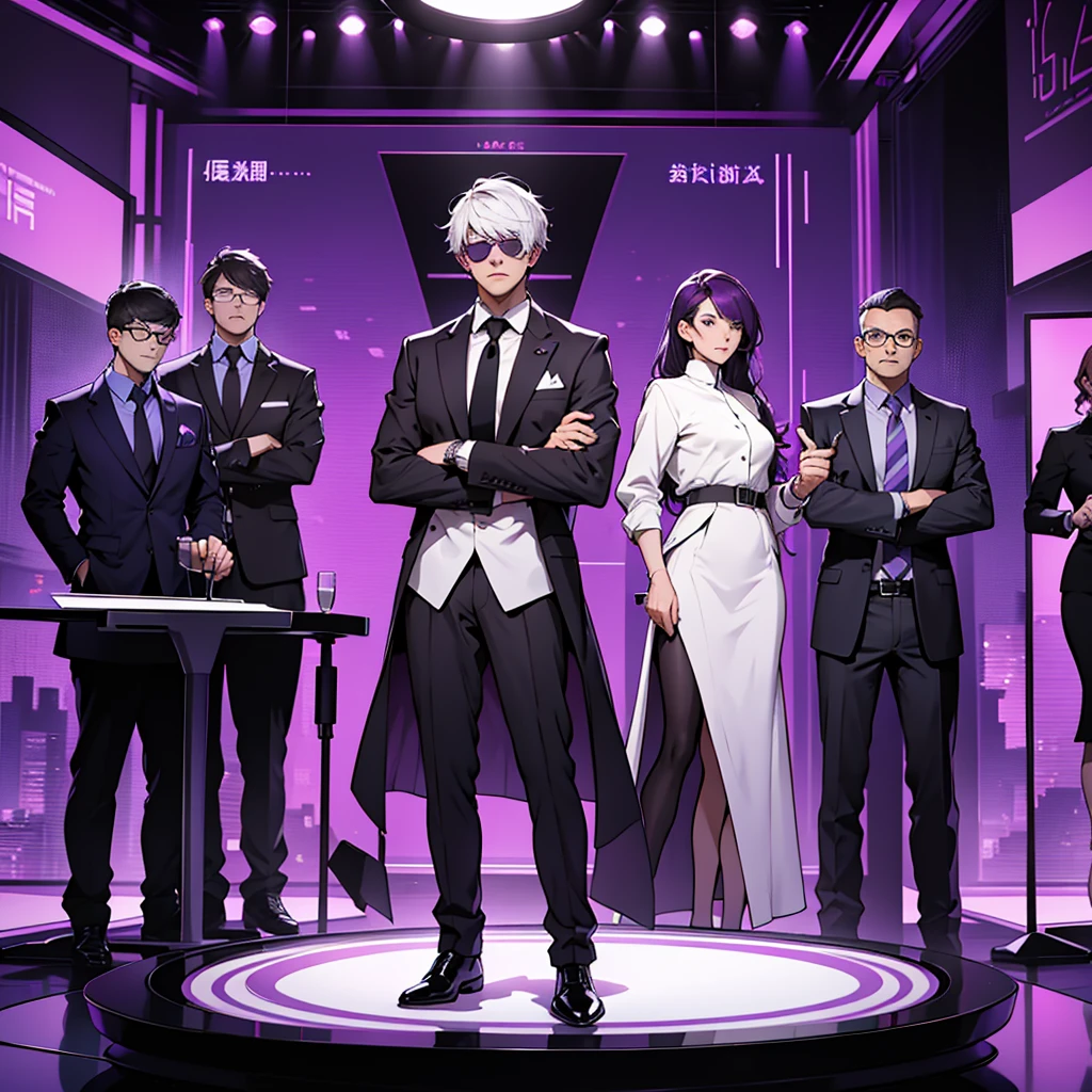 In one image divided into four sections, an architect male, a logician female, a commander female, and a debater male appear, each in distinctive poses against a unified backdrop with shades of purple.