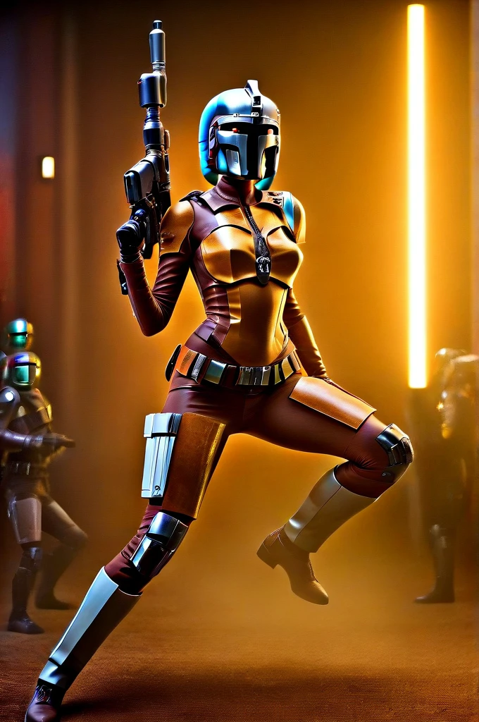 A ((female Twi'lek ))Mandalorian, detailed futuristic armor, intricate helmet, jetpack, blaster rifle, epic pose, dramatic lighting, gritty sci-fi atmosphere, cinematic, dramatic colors, highly detailed, 8k, photorealistic, masterpiece female Twi'lek
