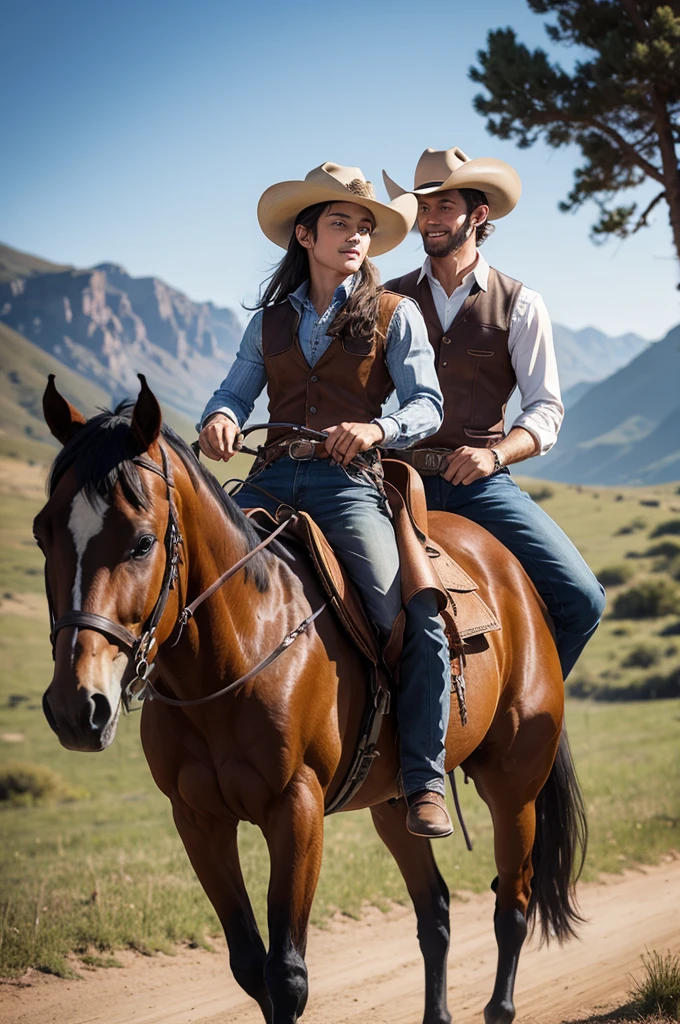 A cowboy on horseback