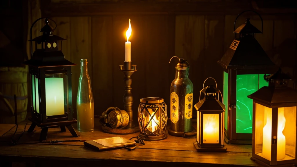 Required accessories, An old lantern with a fire burning on its head, plotting evil schemes, Best selection of villains, Cutting through the darkness, Neon Yellow Paint ,