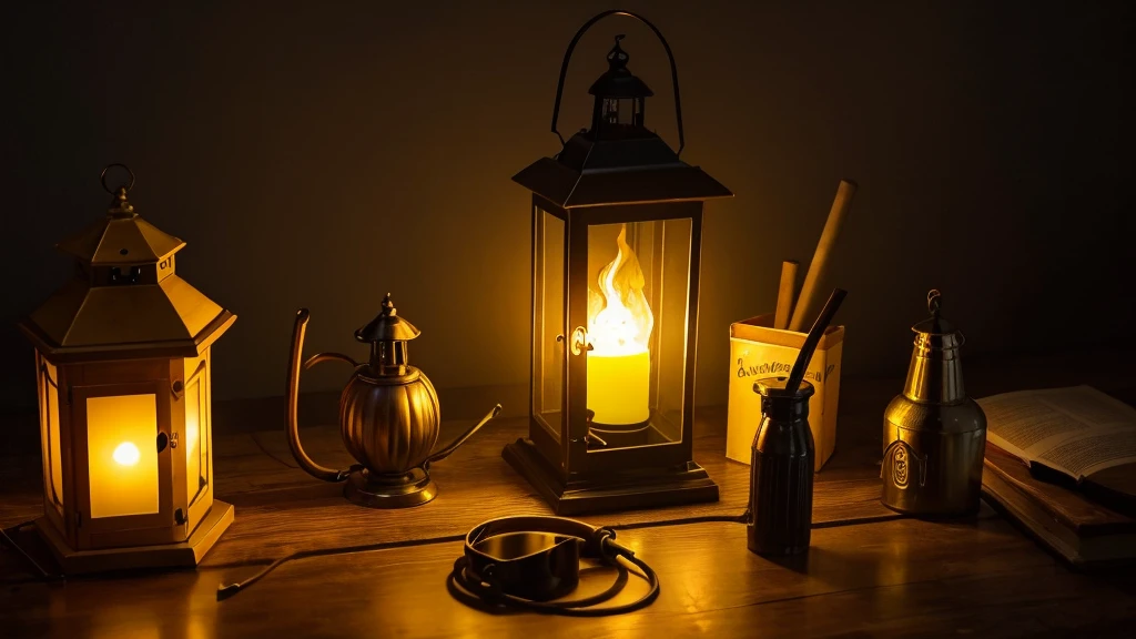 Required accessories, An old lantern with a fire burning on its head, plotting evil schemes, Best selection of villains, Cutting through the darkness, Neon Yellow Paint ,