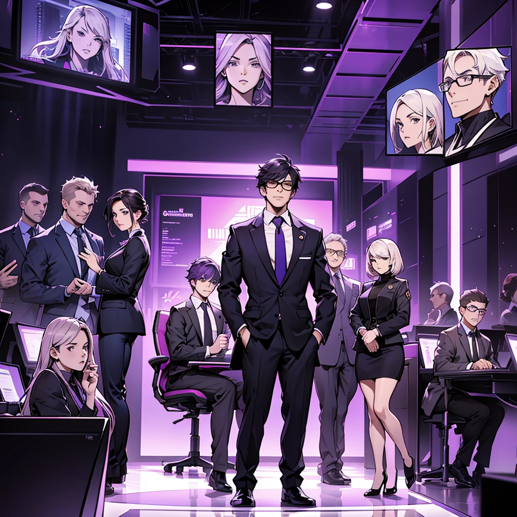 In one image divided into four sections, an architect male, a logician female, a commander female, and a debater male appear, each in distinctive poses against a unified backdrop with shades of purple.